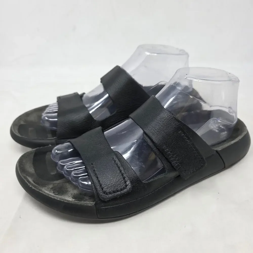 Ecco Phorene Cozmo Black Leather Comfort Slide Sandals Women's US 9